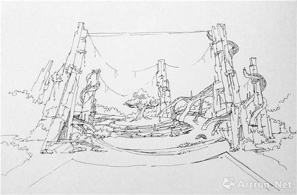 香泉映月主题度假区大型实景演出《嫦娥》 设计概念手稿 2014.