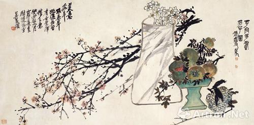 吴昌硕1913年作《平安多寿多子图》，成交价165.2万港元