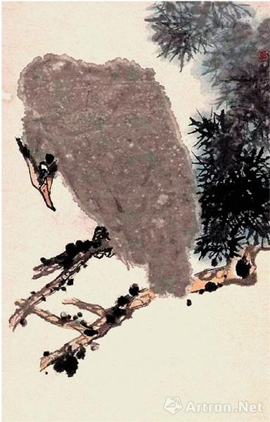 潘天寿 松鹰(局部) 指墨 中国美术馆藏 1948年