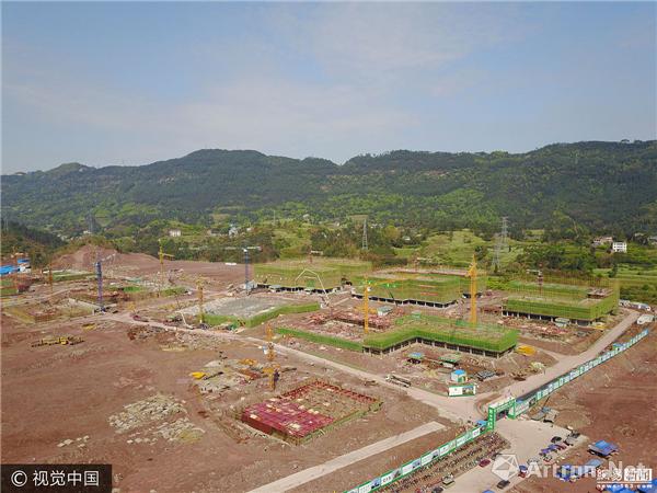 四川宜宾将建白酒学院 航拍建筑工地