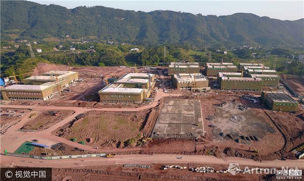 四川宜宾将建白酒学院 航拍建筑工地