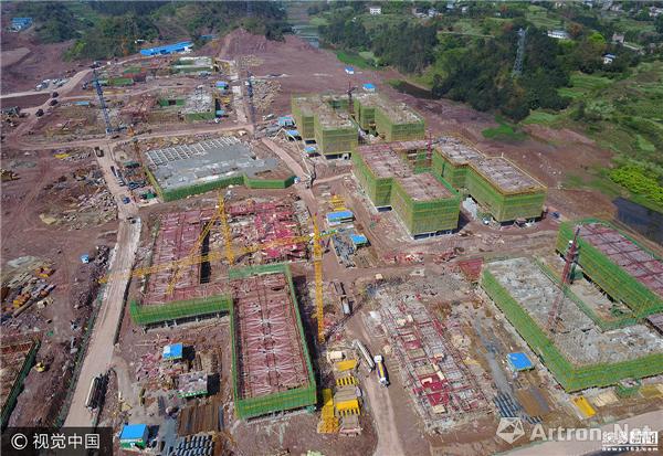 四川宜宾将建白酒学院 航拍建筑工地