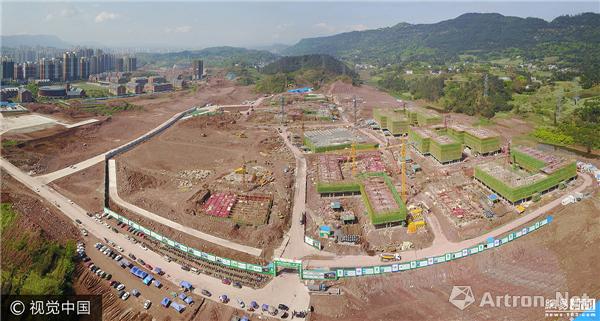 四川宜宾将建白酒学院 航拍建筑工地