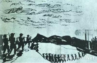 图 | 黄镇所画展现红军过湘江的漫画
