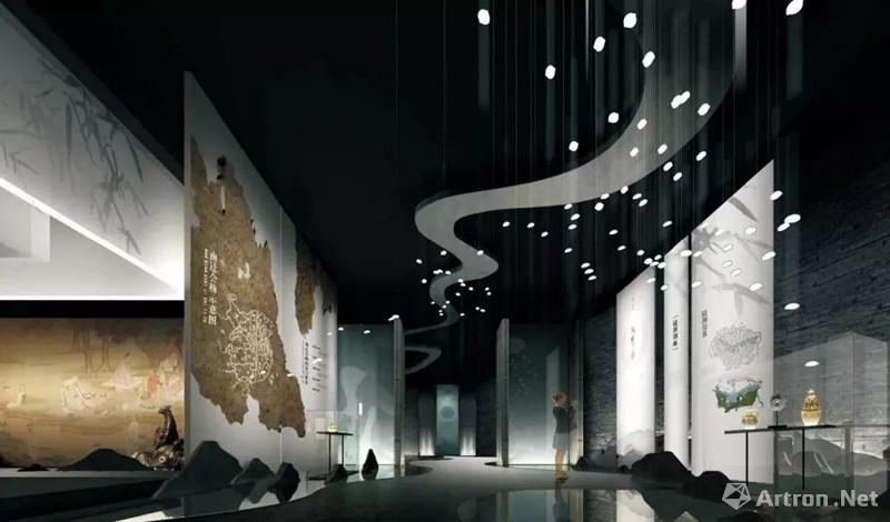 兰亭书法博物馆在空间的参观动线设计中,将移步换景,借景框景,先抑