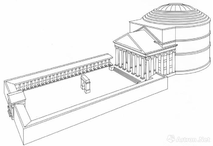 图4b.罗马万神殿结构图,117-125年