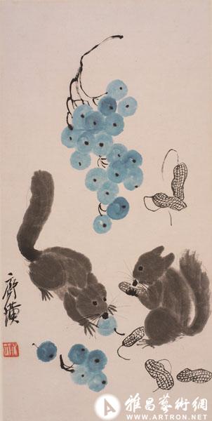 齐白石《葡萄松鼠》齐白石(1864 – 1957)的画材大多源于生活,并融入