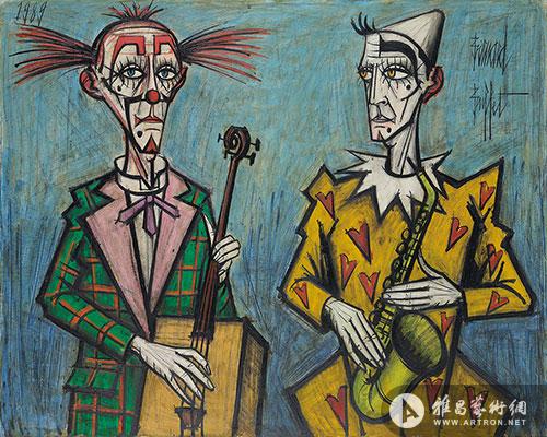 贝尔纳布菲(1928-1999)《两个小丑 (萨克斯风)》
