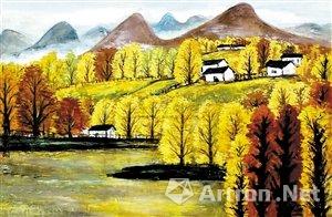 上世纪80年代林风眠《黄山》系列风景画中,作品的色彩非常强烈,用笔也