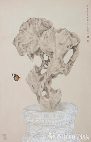 喻慧(b.1960)石头 设色纸本 镜框 87*56cm