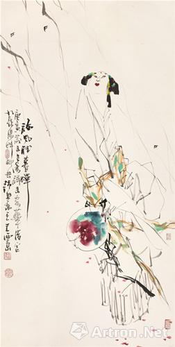 王西京  临风听暮蝉  136cm×68cm  2010年