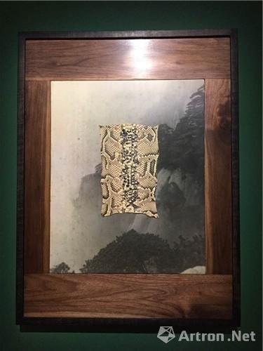 《蝉蜕龙变》(2015)黑胡桃木、蟒皮 中国传统漆艺 中国传统画湿裱技术 手工银盐照片 66685cm