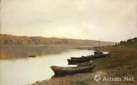 《伏尔加河上》，列维坦，1888年，布面油画，57.8×88.7厘米，俄罗斯国立特列恰科夫画廊藏