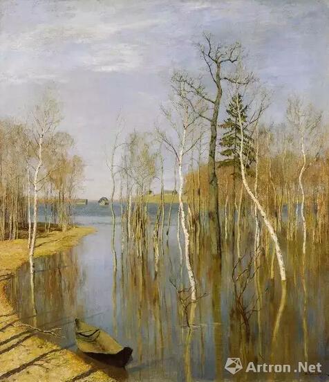 《春天·大水,列维坦,1897年,布面油画,64.2×57.