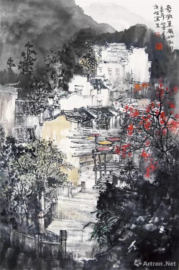 范秉琪   婺源篁岭晒秋图  69×46cm