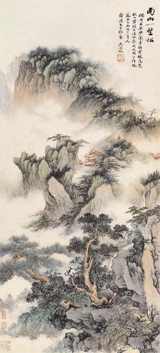 《南山一望松,此画是他融合南北宗绘画风格的代表作,在吴湖帆平生绘