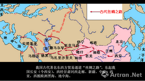 古代丝绸之路示意图