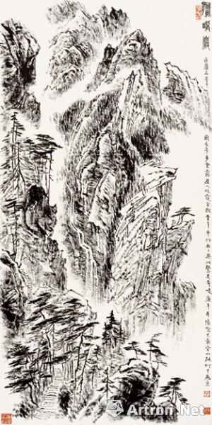 《鹰嘴岩》 张仃 136×68cm 1990年 纸本