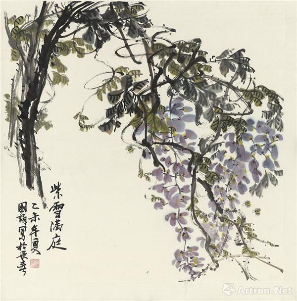 《紫雪满庭》69x69cm纸本水墨2015年