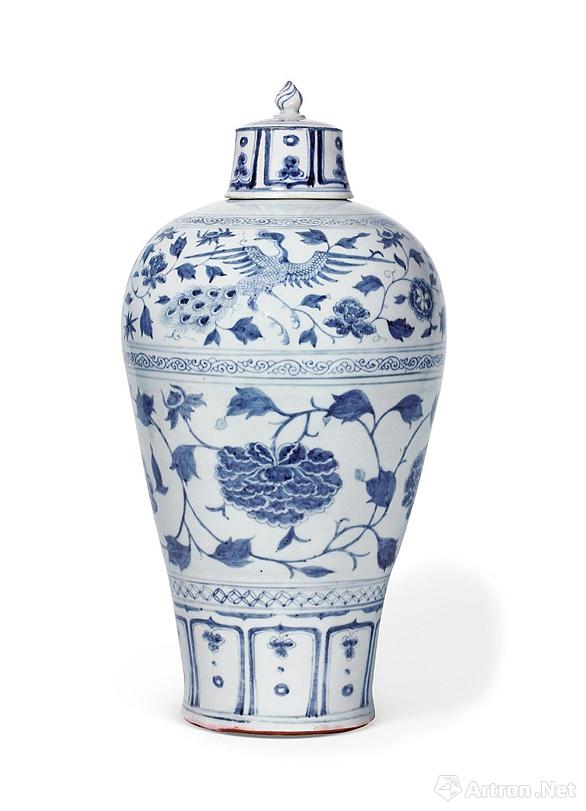 元青花孔雀牡丹带盖梅瓶1667.5万元成交|拍卖|天津美术网-天津美术界 