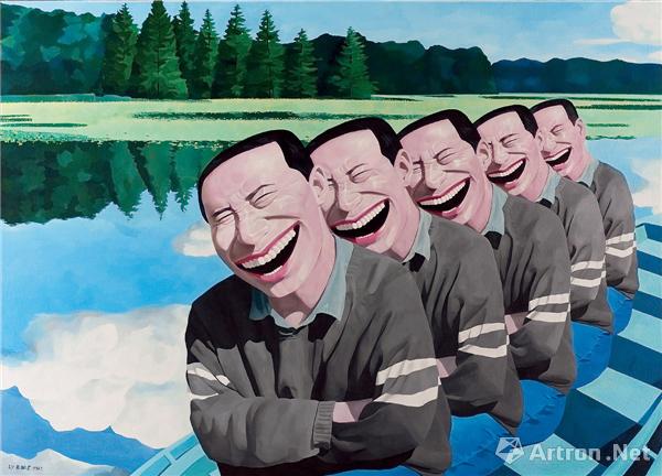 在湖上，岳敏君，1994布面油彩182×250厘米图片版权 ©龙美术馆On the Lake