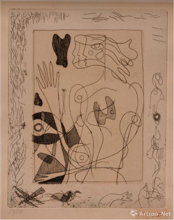 《神谱(Theogonie)》 尺寸：37x30cm 作品编号：50/50有签名 乔治布拉克(Georges Braque)