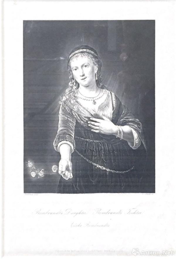 《洛卡》(伦勃朗女儿肖像)　　绘画：Rembrandt(伦勃朗)　　雕版：D.J. Pound (庞德)　　拓印时间：1845 年