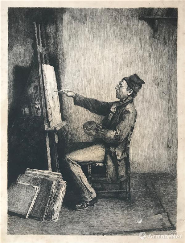 《作画的画家》 25.5 x 34.5 cm 1882年 绘画作者：Franz Meerts
