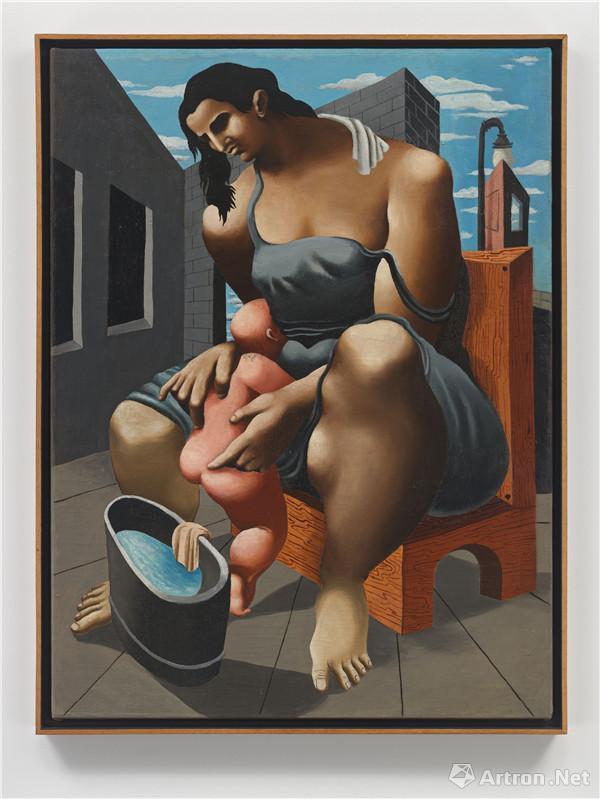 菲利普·加斯顿《母亲和孩子》1930油彩 画布101.6 x 76.2 厘米 / 40 x 30 英寸摄影：Genevieve Hanson，图片来源：菲利普·加斯顿艺术资产，豪瑟沃斯