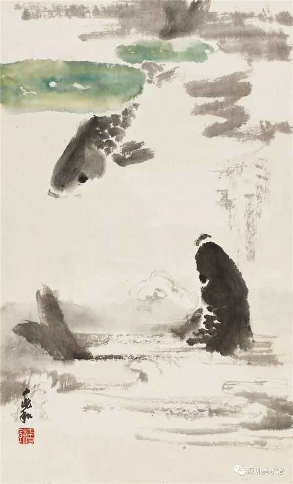 蒋兆和 《鱼乐图》 20世纪70年代68cm x 41.5cm 纸本水墨 深圳美术馆藏