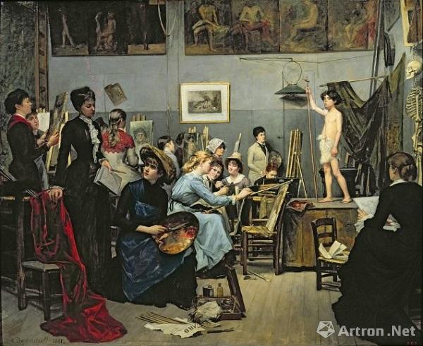 玛丽·巴什克塞夫  《在工作室里》  创作于1881年  乌克兰Dniepropetrovsk国家艺术博物馆藏