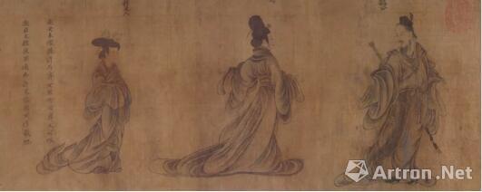 《列女仁智图》卷，绢本，墨笔淡着色，纵25.8cm，横417.8cm。故宫博物馆藏