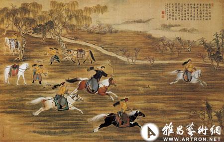 4. 弘曆狩獵圖(畫心尺寸:縱:115釐米,橫:181.4釐米)