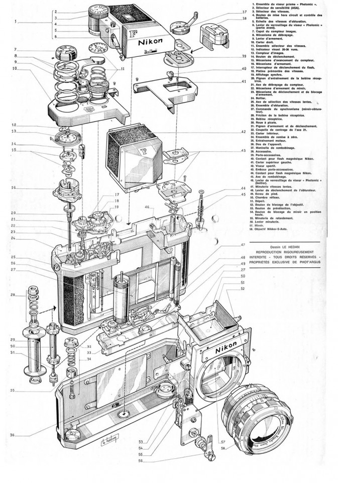 老式尼康相机完全拆解图