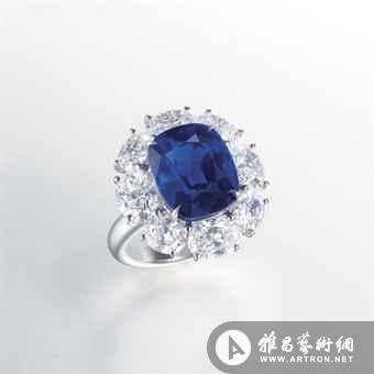 佳士得上海首拍 克什米尔天然蓝宝石及钻石戒指850万落槌