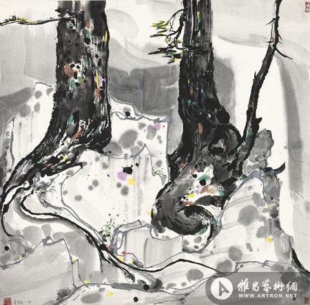 香港蘇富比中国书画拍卖 吴冠中《树根》700万港元落槌
