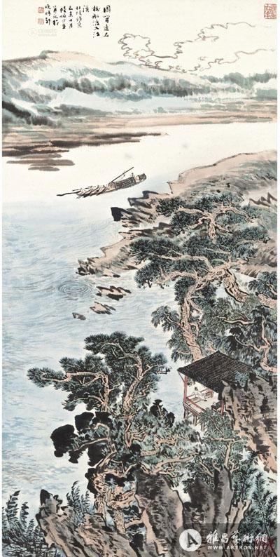 香港蘇富比中国书画拍卖 陆俨少《圃开船渡图》440万港元落槌