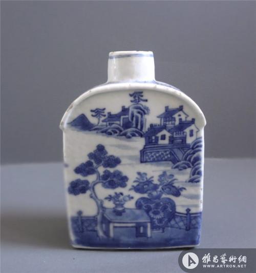 清代山水纹青花瓷茶叶罐收藏与观赏价值并举的传世精品