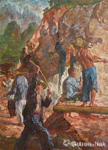 1944《开山》主题性创作布面油画 278x203cm