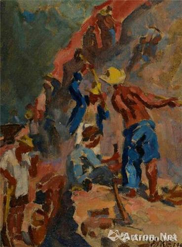 1944《开山油画创作稿-1》创作稿布面油画38.5x28.5cm