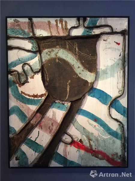 前川强 《作品》，1963年作，油画麻布拼贴于画布，162x130.5公分