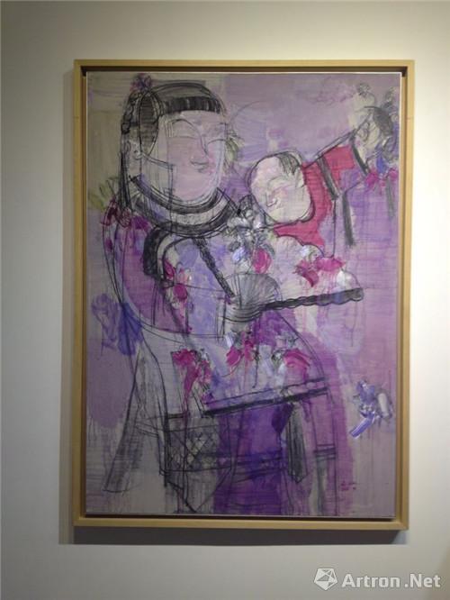 《母子夺魁-紫色版》 顾黎明 布面油画 162×114cm 2011年