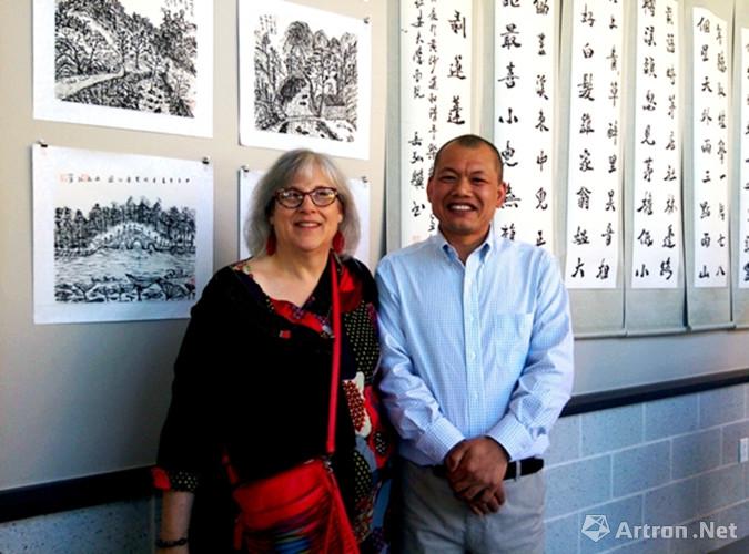 在美国看三秦  学者岳红记博士用书画展在美国推广中国文化
