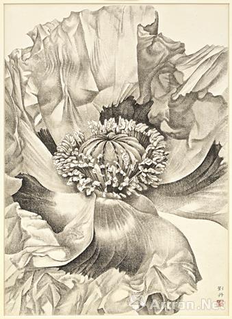 刘丹《无题：罂粟花》水墨、纸本107.5 x 77.5 cm 2000年