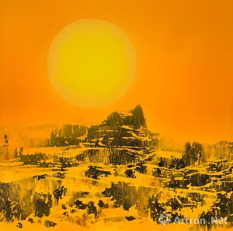 刘国松《西昌古城的太阳》彩墨、纸本88 x 88 cm 2015年