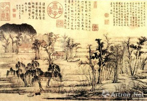 中国工芸品書画掛軸明・呂紀「桂菊山禽圖」 故宮博物院監製V 1607-